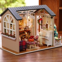 DIY Christmas Miniature Dollhouse Kit Realistic Mini 3D Wooden House - £20.73 GBP