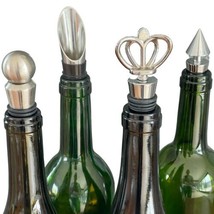Lot x 3 Metal Wine stoppers Ball Cone Crown Plus spout - £19.75 GBP