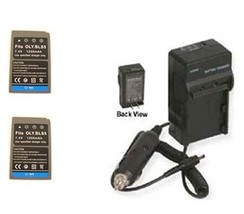 TWO 2 BLS-5 Batteries + Charger for Olympus Pen Digital E-PL2 E-P3 E-PL3... - £20.61 GBP