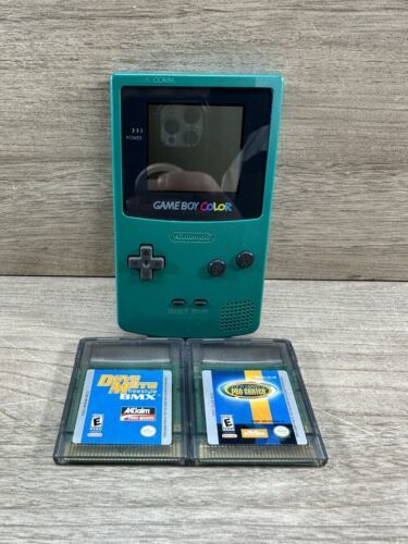 Nintendo Gameboy Color Green  Game Boy CGB-001 W/ 2 Games No Back Cover-Tested - £54.91 GBP