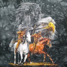 Gildan Tie Dye Black T Shirt Size XL Chief Brave Warriors Riding Horses ... - $8.79