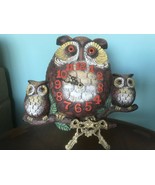 Vintage Ceramic 3 Owls Family  Tree Branch Wall Clock 1970s Arnels chalk... - $1,486.52 MXN