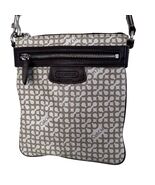 Coach Penelope Monogram Logo Beige Tan Leather Brown Trim Op Art Crossbody - $31.68