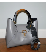 Claudia Firenze Isadora Italian Gray Leather Tote Satchel Handbag Purse ... - $227.69