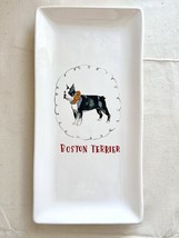 Boston Terrier Graphic Plate Tray Platter By Magenta 14” x 7” Ivory White - £12.44 GBP