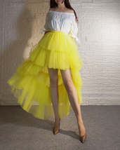 Yellow High Low Tulle Maxi Skirt Outfit Women Custom Plus Size Layered Tutu Skir image 1