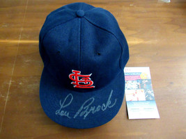 Lou Brock St Louis Cardinals Stolen Base Champ Hof Signed Auto Vtg Cap Hat Jsa - £196.12 GBP