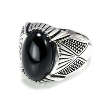 Guaranteed 925 Sterling Silver Rings Antique Turkey Ring For Men Black Ring With - £40.03 GBP