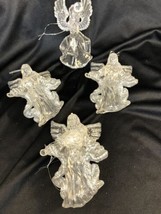 Set of 4 Clear Silver Winged Plastic / Acrylic Angel Christmas Ornaments 4&quot; - £7.76 GBP