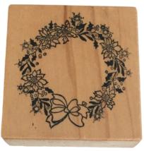 PSX Rubber Stamp Christmas Wreath Circle Holly Bow Holidays Gift Tag Card Making - £4.77 GBP