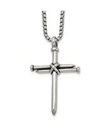 Stainless Steel Cross of Nails Pendant with 22&quot; Box Chain - €60,05 EUR