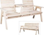 Cedar/Fir Log Wood Patio Garden Bench With Foldable Table, Outdoor Woode... - $277.99