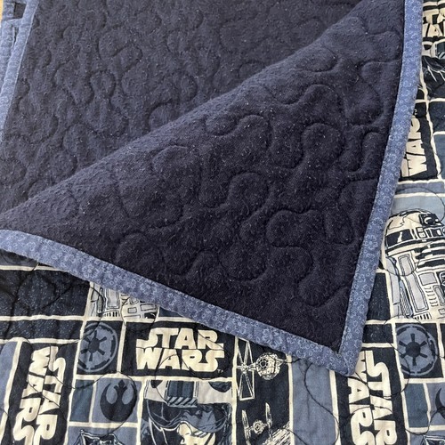 Star Wars Baby Blanket Quilt Navy Blue Possibly Handmade 35x37.5 Item image 3