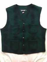 SCHOTT NYC Wool Plaid Mackinaw Vest XL Green Plaid Vintage Style - £71.21 GBP