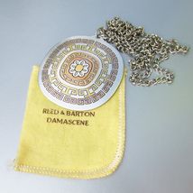 Reed &amp; Barton Vintage Large Damascene Pendant Necklace, NEW in Pouch - $12.86