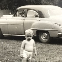 Baby Classic Car And Truck Old Original Photo BW Vintage Photograph - $9.95
