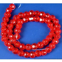 Red Faceted Round Glass Beads Beading Part 6mm 12&quot; Str - £13.11 GBP