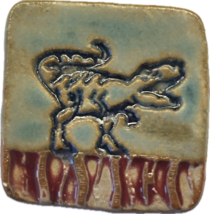 Dinosaur Tyrannosaurus  T-Rex Handmade Ceramic Refrigerator Magnet - $10.00