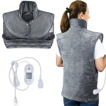 Electric Heating Pad Heating Wrap Shawl Soft Flannel Vest For Neck Shoulder Back - £63.00 GBP