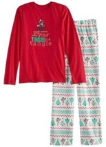 Boys Pajamas Christmas 2 Pc Tinsel Red Shirt Fleece Pants-size 10/12 - £17.09 GBP