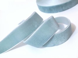 1&quot; / 25mm wide- 6y-25y Soft Hand feel Grayish Blue Dusty Blue Velvet Rib... - £6.26 GBP+