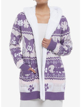 Sanrio My Melody &amp; Kuromi Purple &amp; White Sherpa Hooded Open Cardigan Small, Med - £39.37 GBP