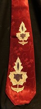 Neck Tie-Vntg Normandy Hand Made Embossed Maroon 49&quot;W 4.5&quot;L Self-tie PET RESCUE - £21.21 GBP