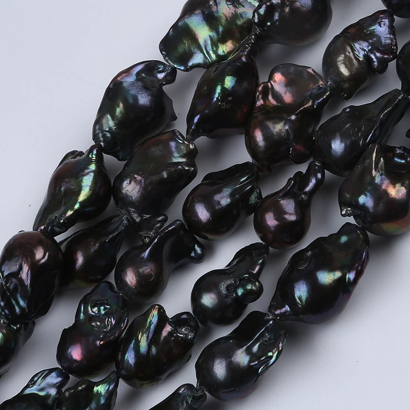 19-20mm A Natural Black Real Loose Beads Freshwater Large Huge Baroque Pearl - £71.68 GBP