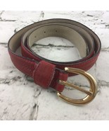 Dockers Womens Red Split Leather Belt Gold-Tone Buckle Hand Crafted Fits... - £11.66 GBP