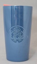 Starbucks Glossy Blue Iridescent Pink Coral Lid Ceramic Coffee Traveler Mug 2020 - £41.91 GBP