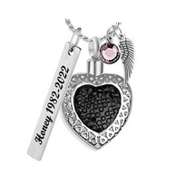 Black Mourning Heart Pendant Urn - Love Charms™ Option - £23.93 GBP