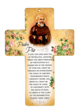 Padre Pio Wood 6&quot; Cross with Prayer, New. #AB-059 - €5,14 EUR