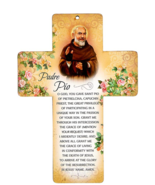 Padre Pio Wood 6&quot; Cross with Prayer, New. #AB-059 - $109.41 MXN
