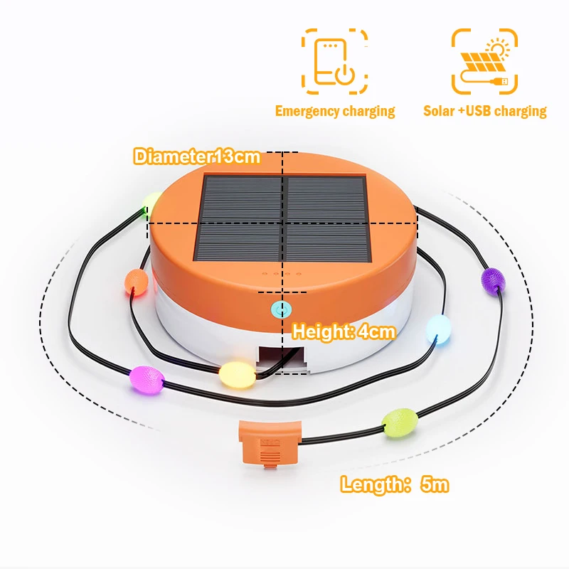 Solar RGB IC Camping Light String APP Control Bluetooth LED Retractable Smart Mu - £201.45 GBP