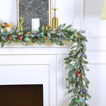 Chuangdi 9FT Flocked Cedar Garland with 50 LED Lights Frosted Pine - $28.38