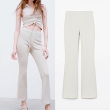 Zara High Waist Knit Pants Ivory Size M - £22.26 GBP