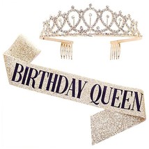 Birthday Crowns for Women, CIEHER Birthday Queen Sash &amp; Rhinestone Tiara, Birthd - £14.53 GBP