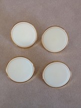 Lot of 4 Vintage Cream Off White Retro Plastic Bright Brass Shank Button... - $9.89