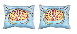 Pair Of Betsy Drake Calico Crab No Cord Pillows 16 X 20 - £70.08 GBP