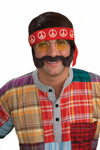 Hippie Halloween Costume Accessory Set Wig,Sideburns,Moustache,Glasses,Headband - £10.26 GBP