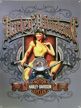 Harley Davidson &quot;Old Scroll Babe&quot; Metal Sign - £23.99 GBP