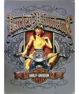 Harley Davidson &quot;Old Scroll Babe&quot; Metal Sign - £23.50 GBP