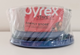 6-pc Pyrex Simply Store Glass Storage Set 4, 2, 1 Cup Round Blue Covers Valu-Pak - £14.76 GBP