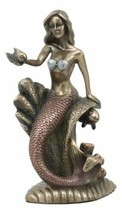 Under The Sea Mermaid Holding Sconce Sitting On Giant Coral Reef Throne Statue - $39.99
