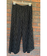 Black Lace Lined Palooza Pants Small Wide Leg Pull On Trousers Elastic W... - £7.90 GBP