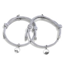 2Pcs Couple Bracelet for Women Love Friendship Rope Braided Distance Magnetic Br - £9.20 GBP