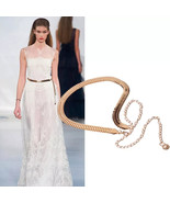 Sexy Women Fashion Wavy Design Metal Gold Chain Pearl Style Belt Body Chain - $25.52 CAD