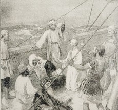 1906 Apostle Paul In the Storm Print Story Of The Bible 8.25 x 5.75&quot; Ant... - $19.99