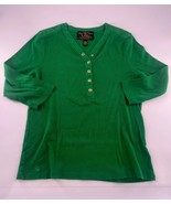 Ralph Lauren Shirt Womens Large Green Henley Pullover Long Sleeve Cotton... - $19.81 CAD
