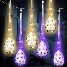 6 Packs Halloween Decorations Outdoor Clearance Halloween Spider Web Hanging Lig - £32.47 GBP